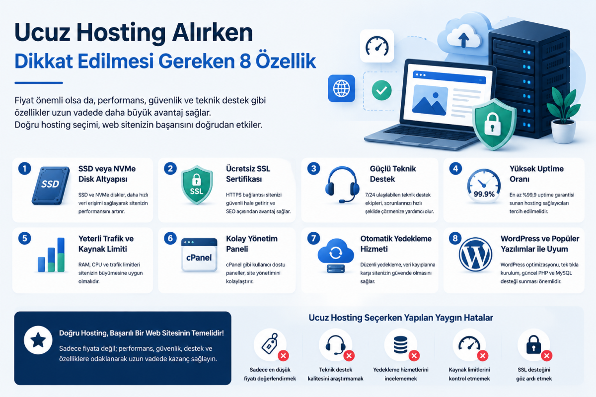 Ucuz Hosting Paketlerinde Mutlaka Olması Gereken 8 Özellik